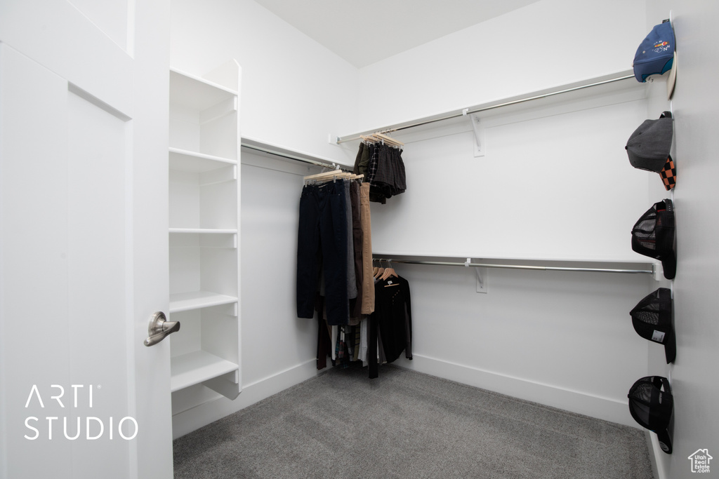 Walk in closet featuring carpet flooring