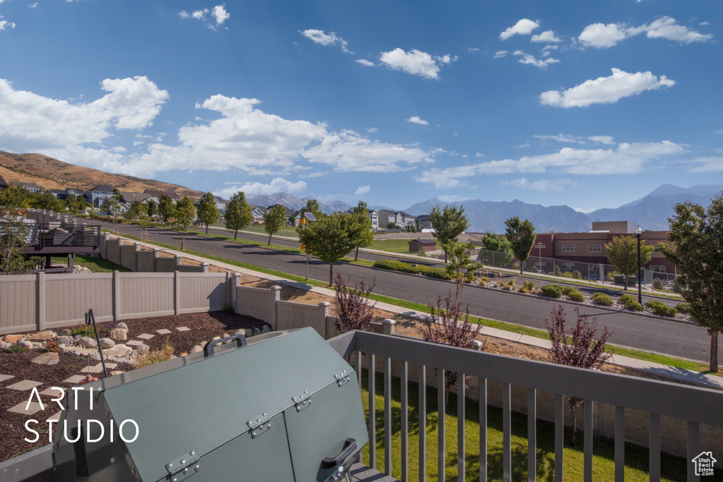 Exterior space with a mountain view