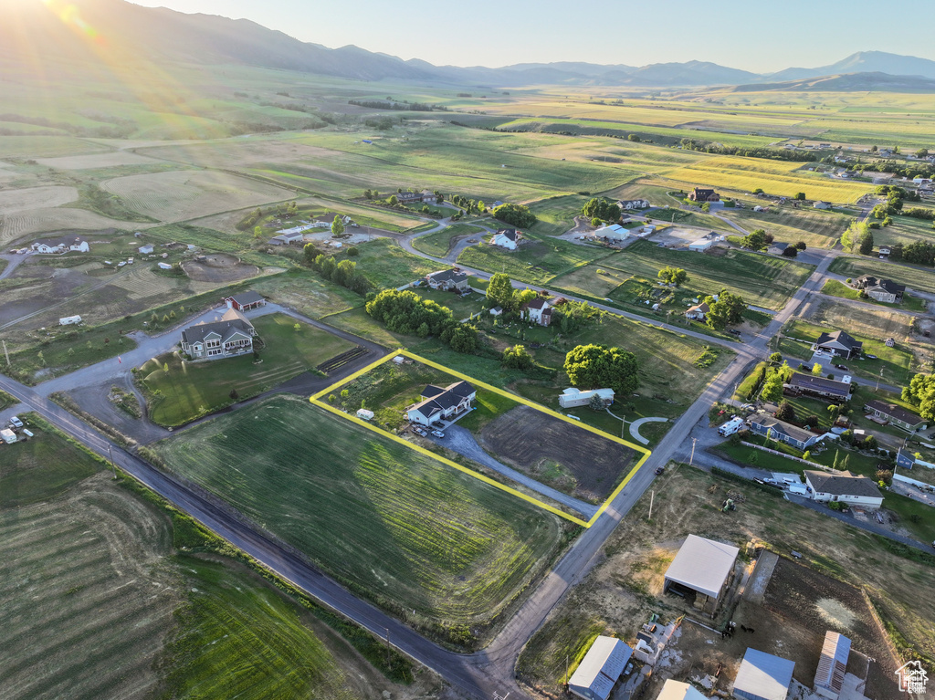 Bird's eye view featuring a mountain view and a rural view