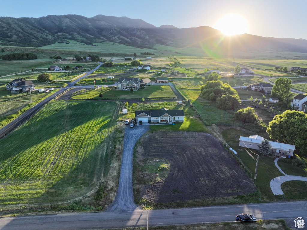 Aerial view with a rural view and a mountain view