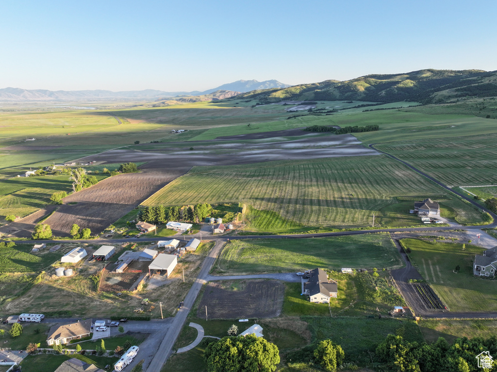 Aerial view with a rural view and a mountain view