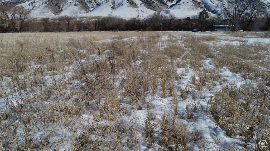 View of snow covered land with a mountain view