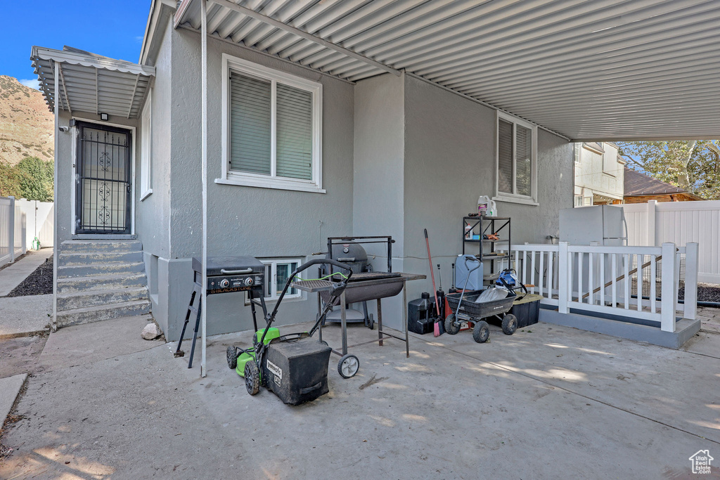 Exterior space with a patio area