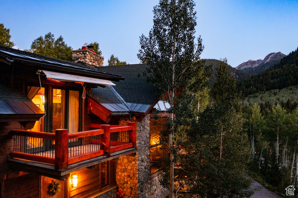 Exterior space with a mountain view