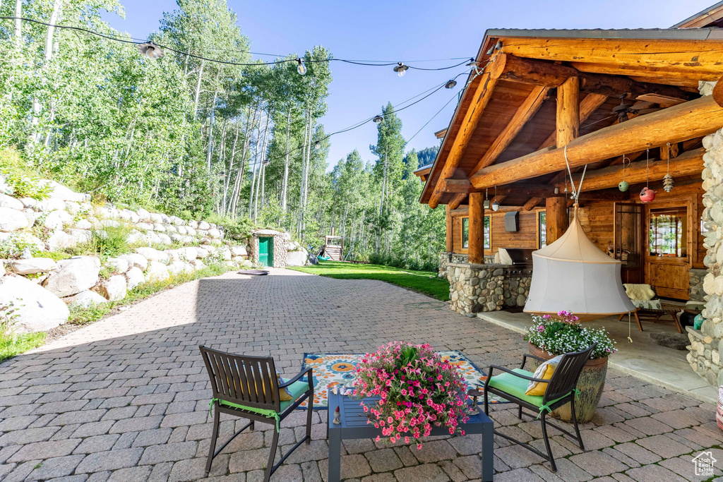 View of patio / terrace featuring exterior kitchen