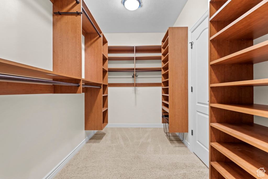 Spacious closet with carpet