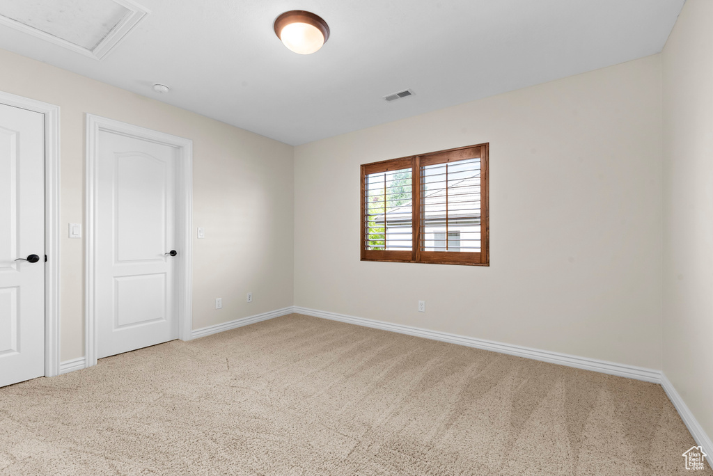 Interior space with light carpet