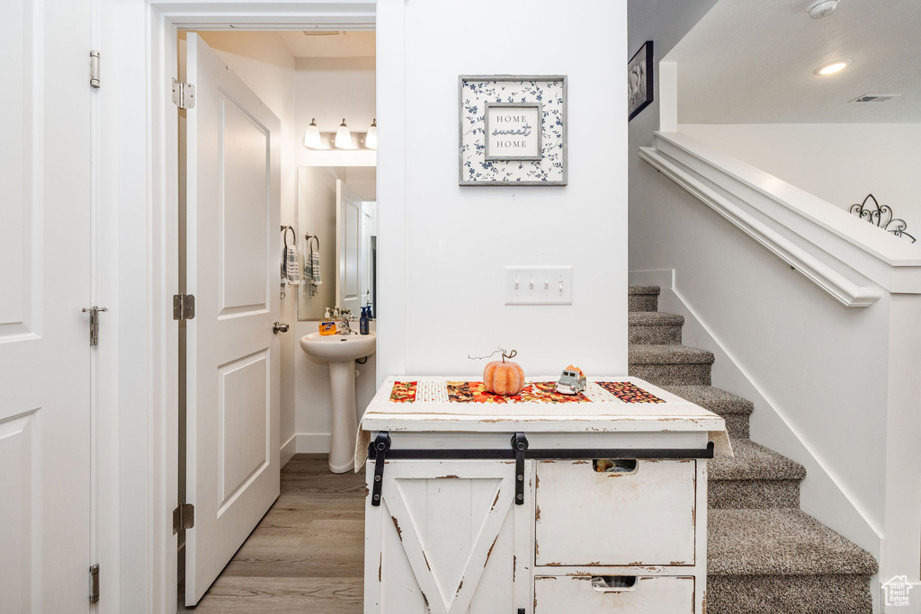 Interior space featuring light hardwood / wood-style flooring