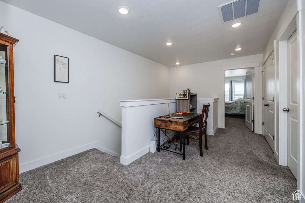 Office area with carpet floors