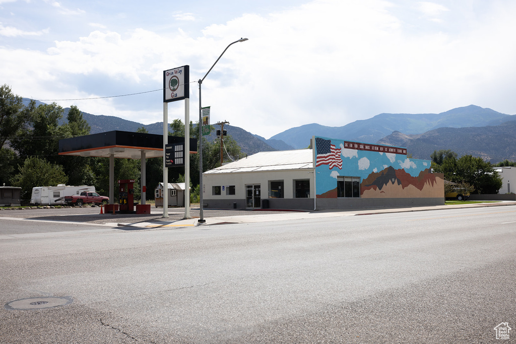 View of building exterior with a mountain view