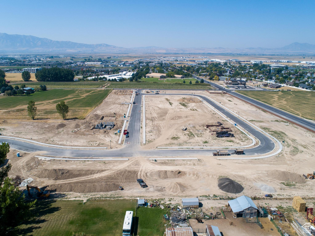 Drone / aerial view featuring a rural view and a mountain view