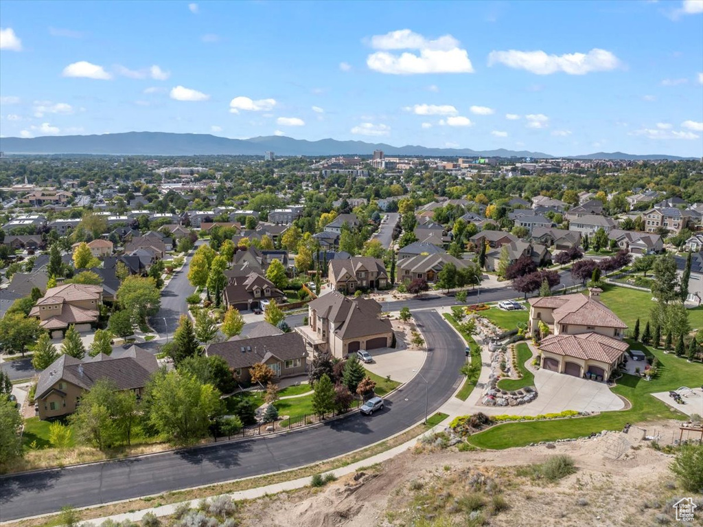 Drone / aerial view with a mountain view