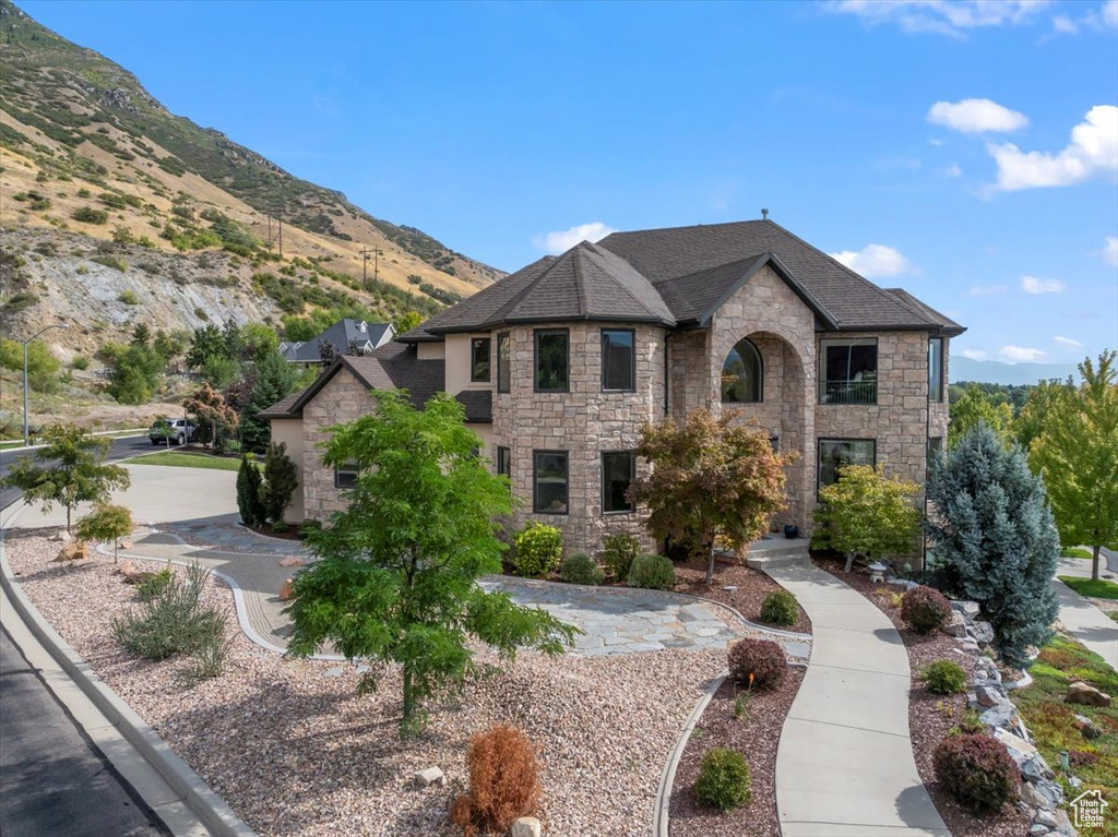 View of front facade with a mountain view