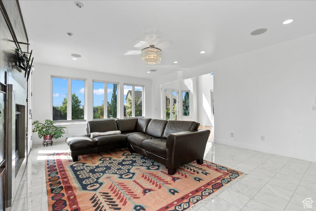 Living room featuring french doors