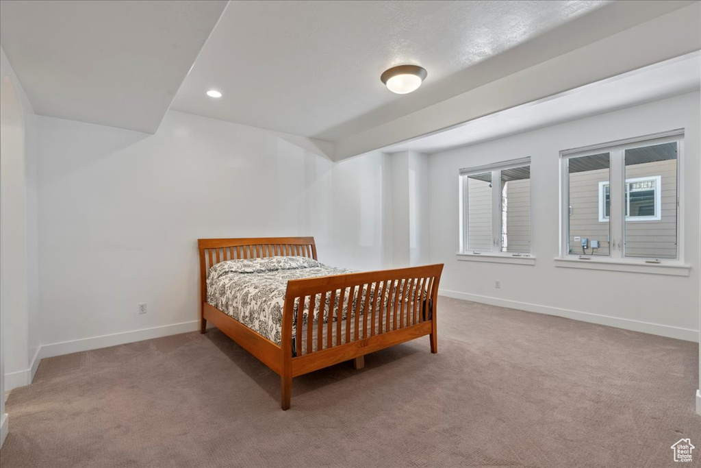 Bedroom with carpet