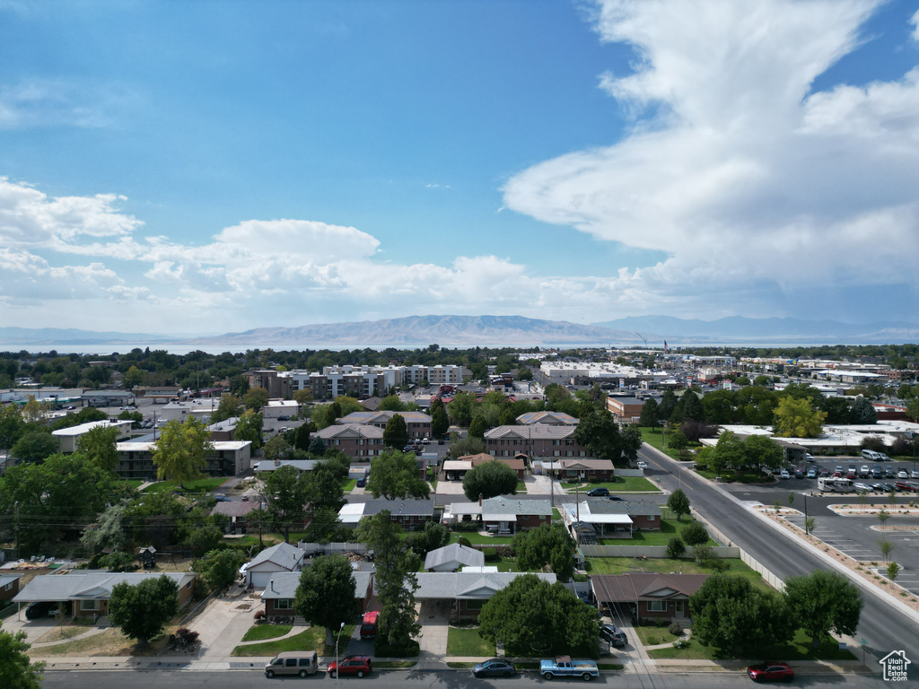 Aerial view featuring a mountain view