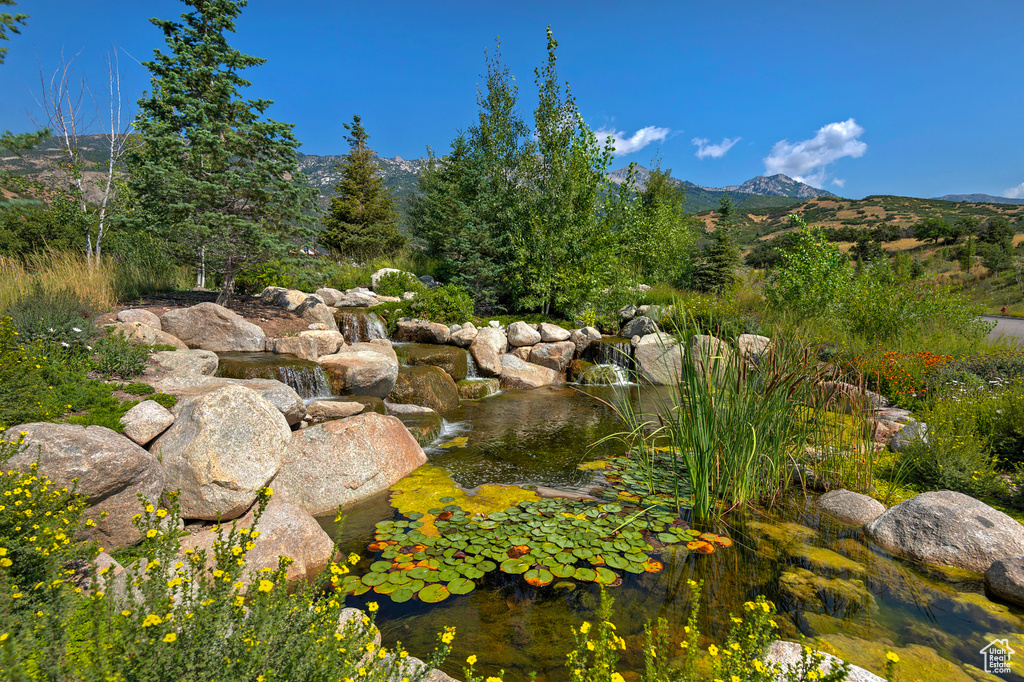 View of yard featuring a mountain view