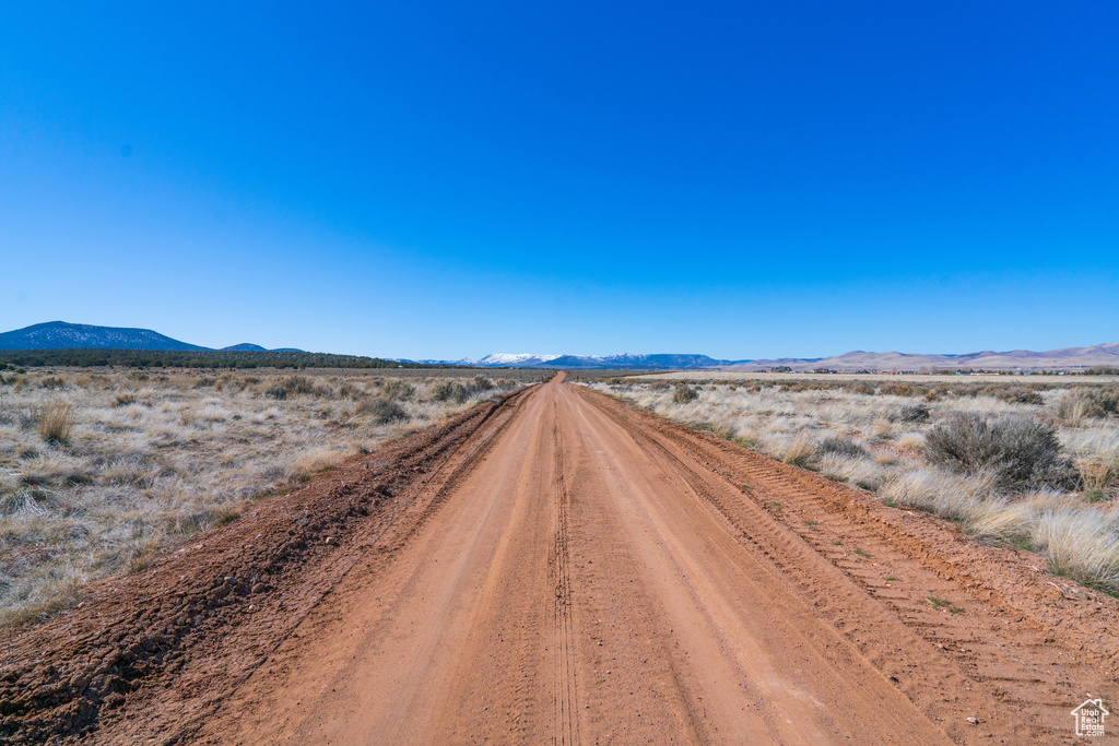 View of road with a mountain view and a rural view