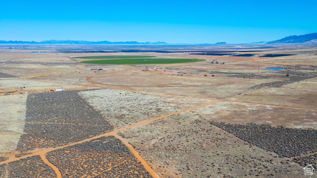 Aerial view featuring a mountain view