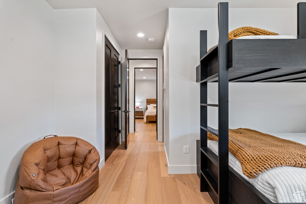 Bedroom with light wood-type flooring