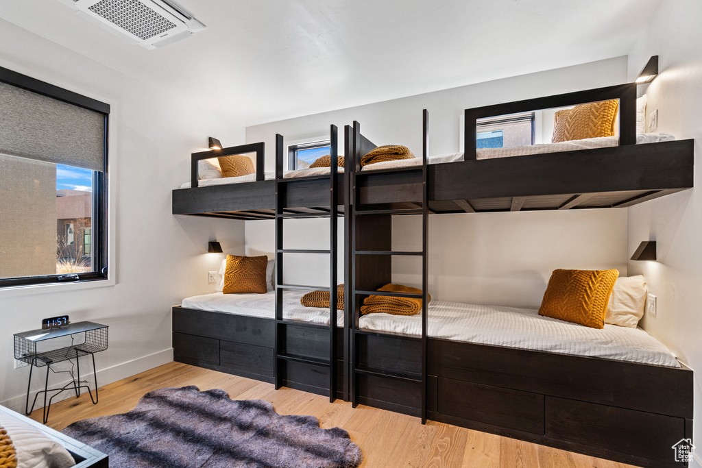 Bedroom with light wood-type flooring