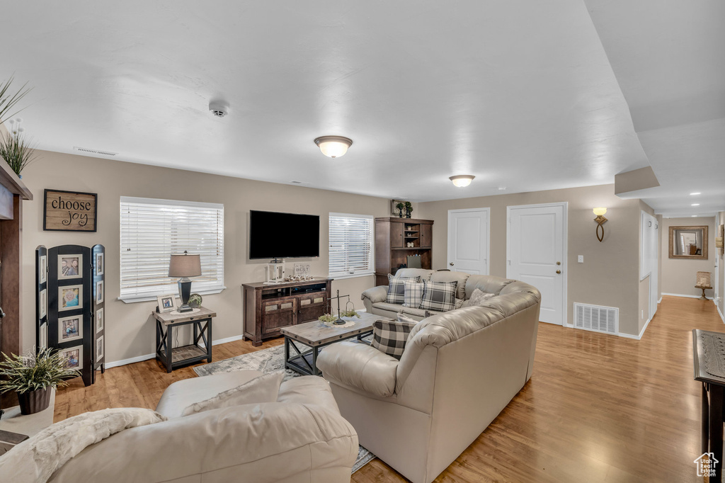 Living room featuring light hardwood / wood-style flooring