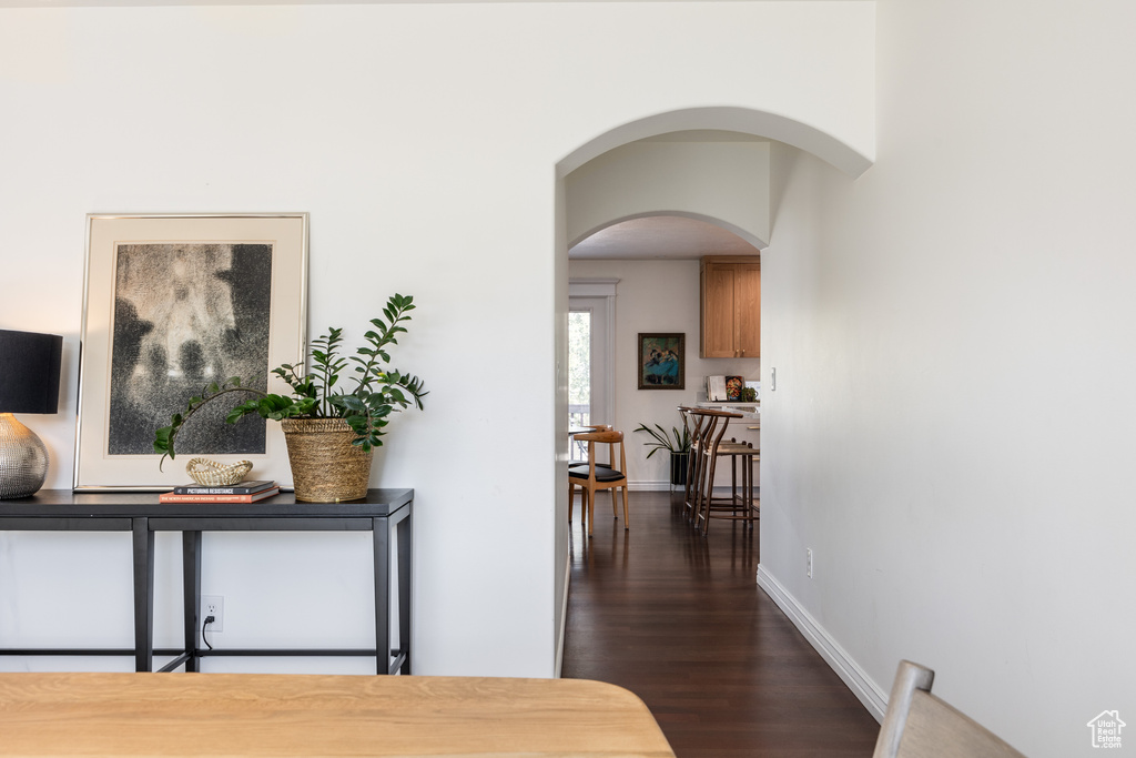 Hallway featuring dark hardwood / wood-style floors