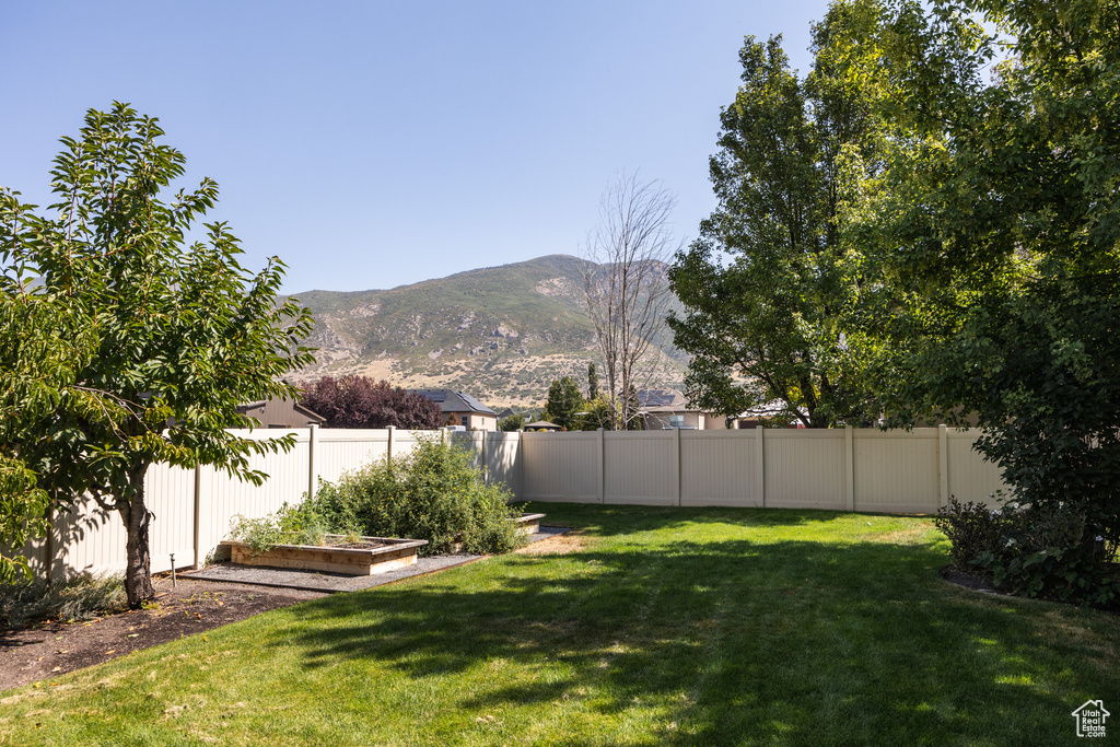 View of yard with a mountain view