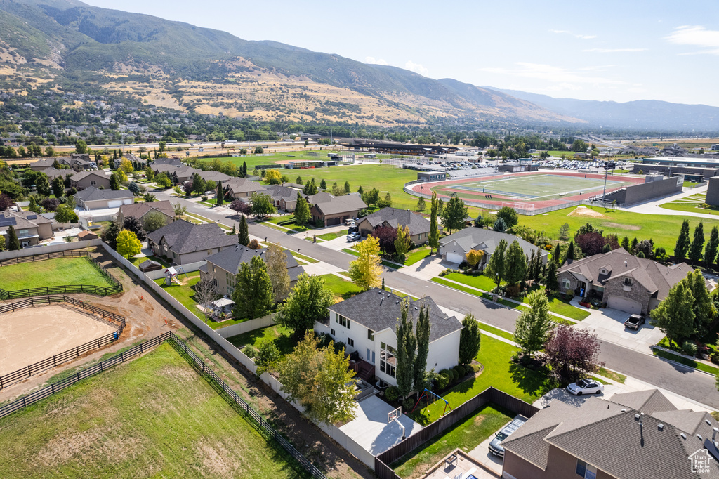 Bird's eye view featuring a mountain view