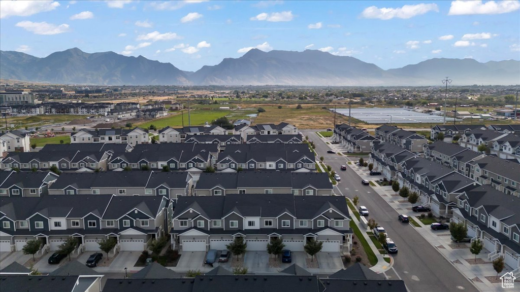 Aerial view featuring a mountain view