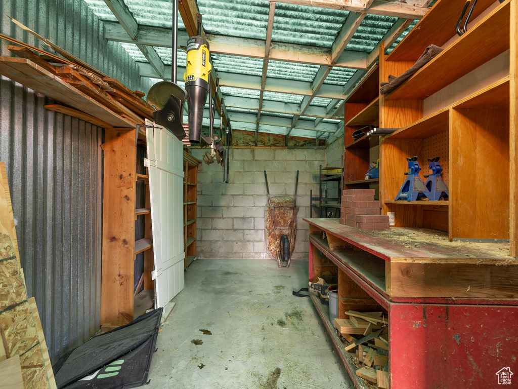 Interior space with concrete flooring