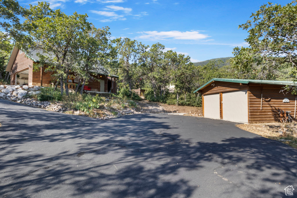 Exterior space featuring a mountain view