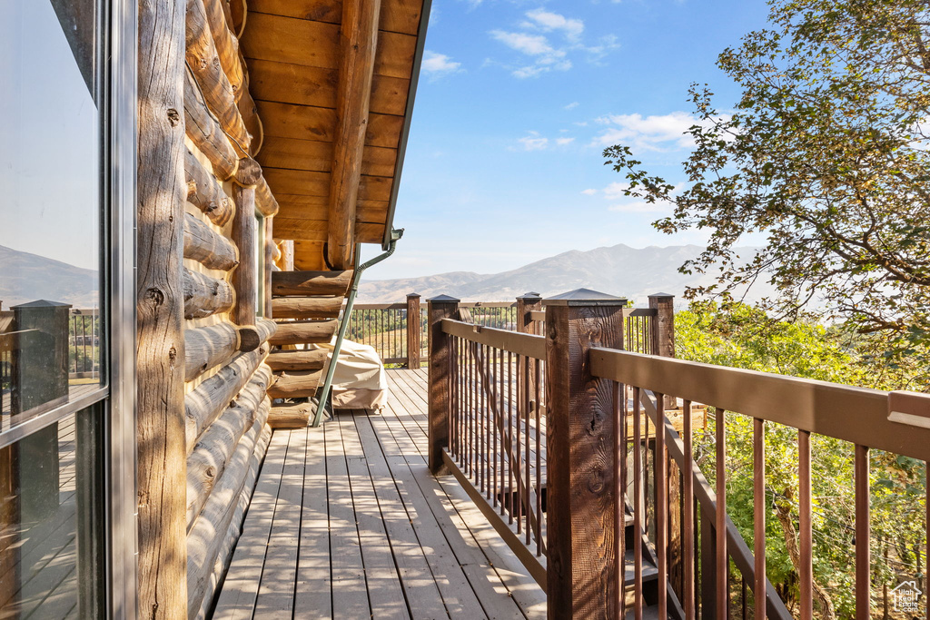 Balcony with a mountain view