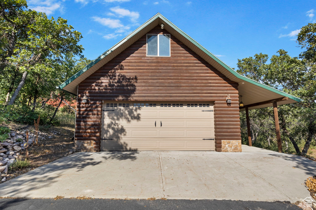 View of garage