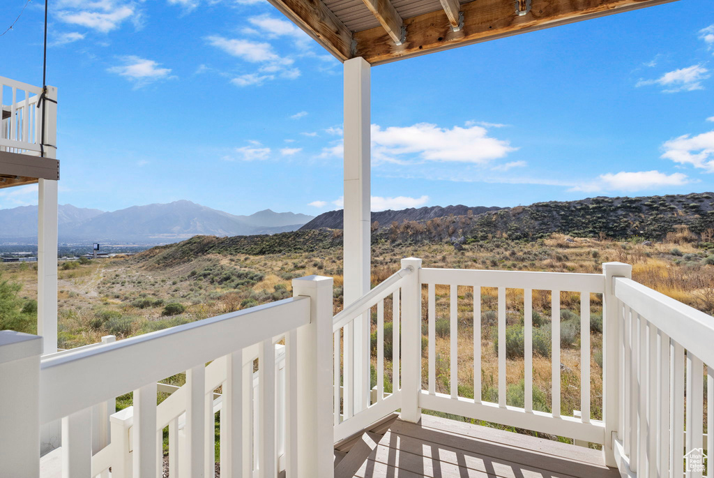 Balcony with a mountain view