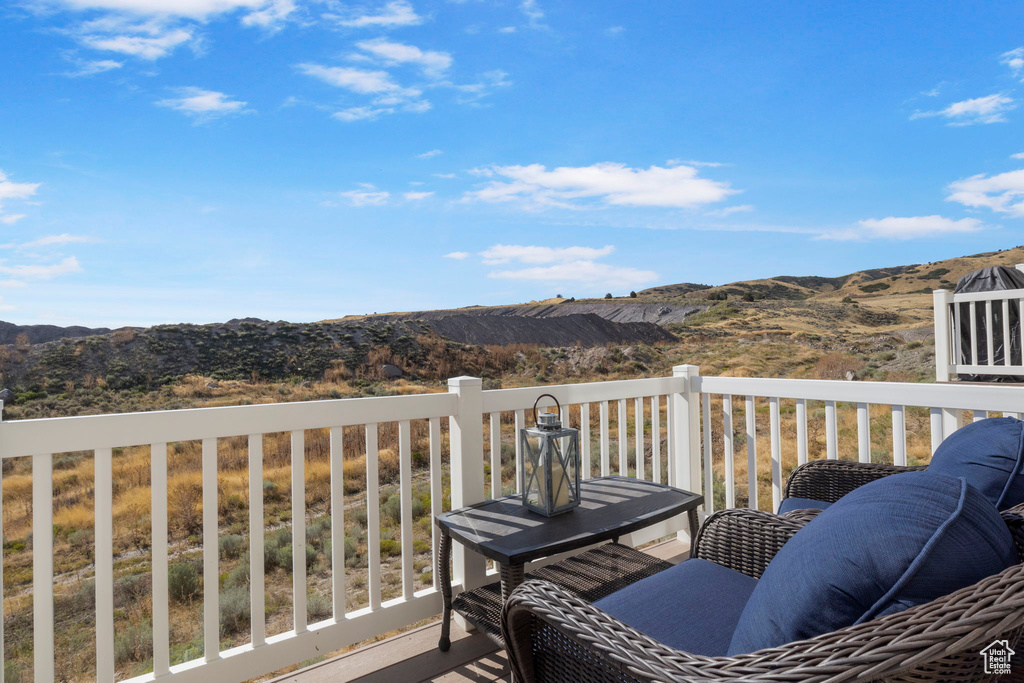 Balcony with a mountain view