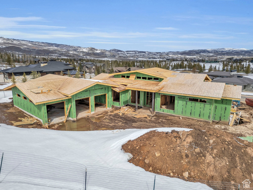 Exterior space with a mountain view