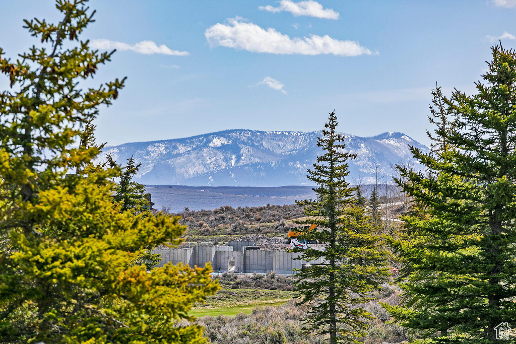 Property view of mountains with a water view