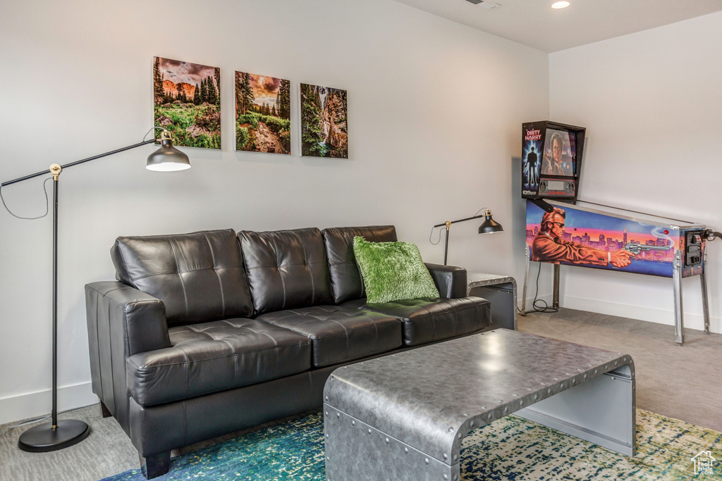 Living room featuring carpet