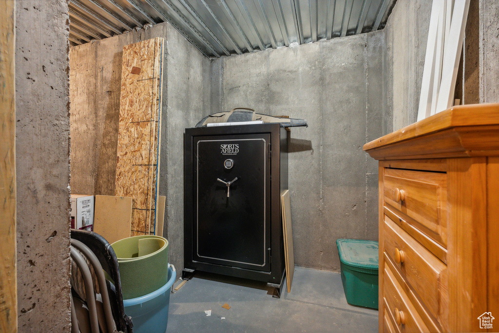 Interior space with concrete flooring