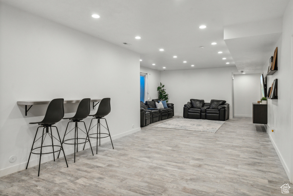 Living room featuring light wood-type flooring