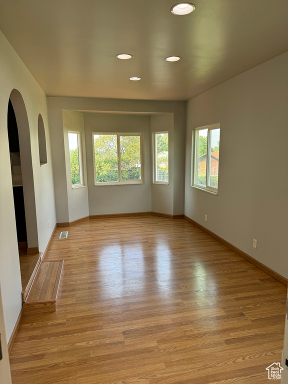 Spare room with light hardwood / wood-style flooring