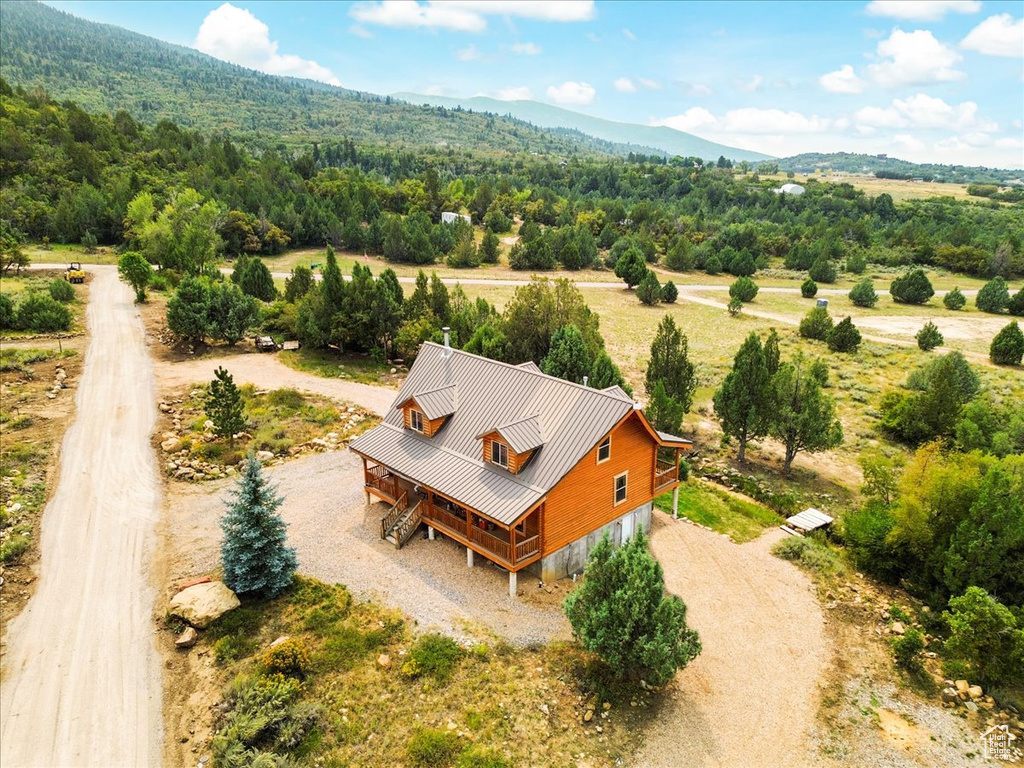 Aerial view with a rural view and a mountain view