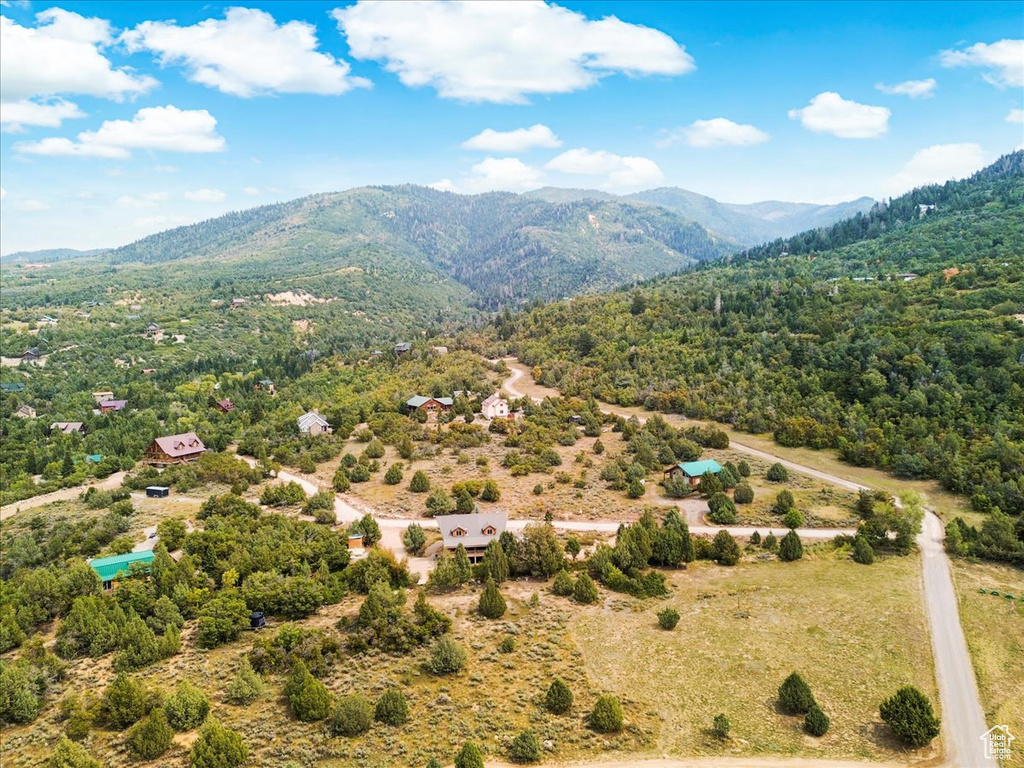 Drone / aerial view with a mountain view