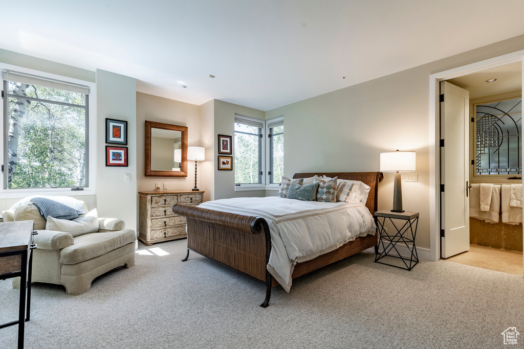 Carpeted bedroom with baseboards