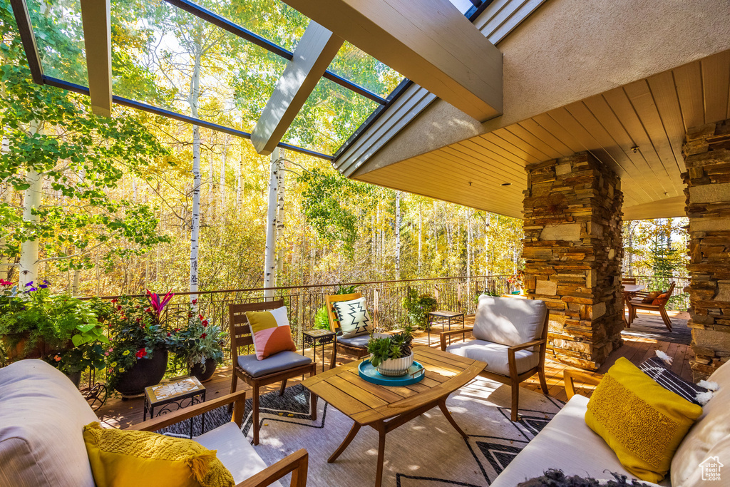 View of patio with an outdoor living space
