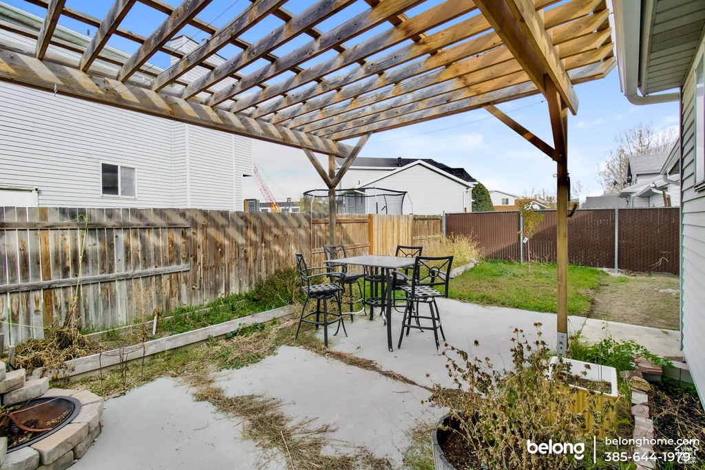 View of patio with a pergola