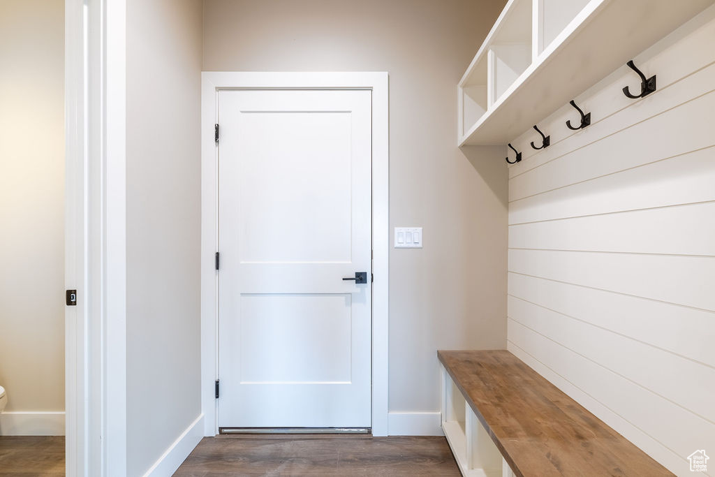 Mudroom featuring dark hardwood / wood-style floors