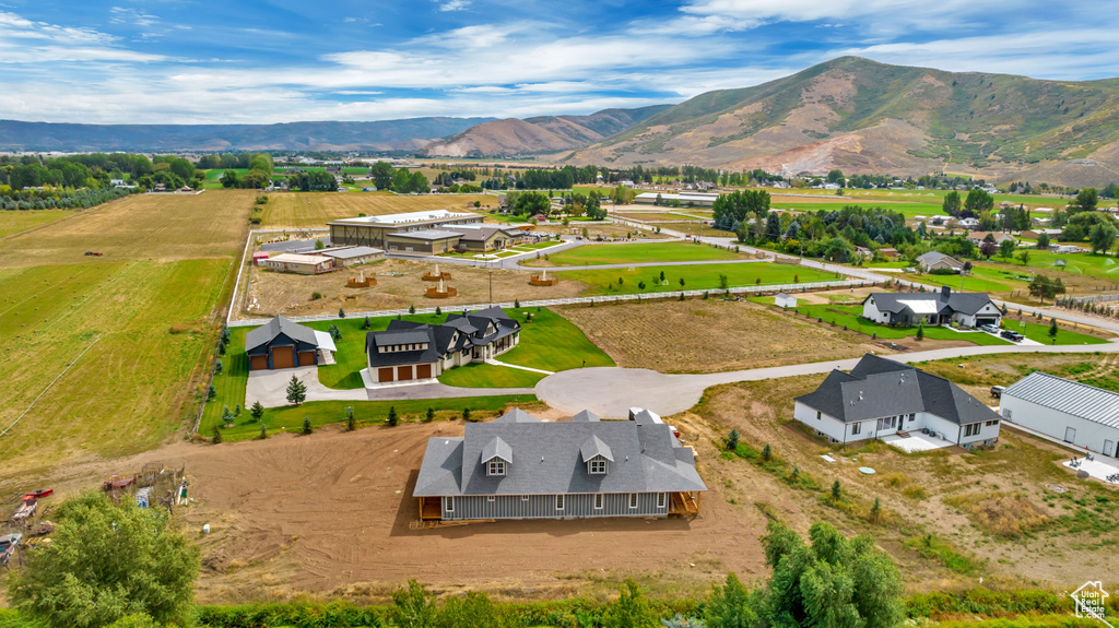 Drone / aerial view with a mountain view