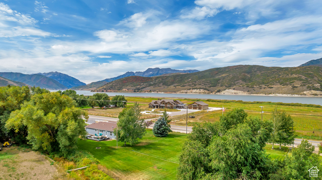 View of mountain feature featuring a water view